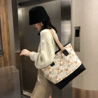 偌芙妮 日系大容量帆布包女手提单肩包上班通勤学生书包小熊包包 白色