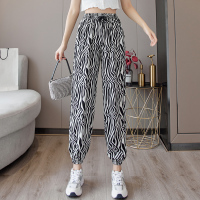斑马纹裤子女夏季薄款雪纺灯笼裤小个子印花哈伦裤宽松束脚萝卜裤 (1823#)斑马纹 S [参考85-100斤]