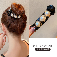 珍珠夹子头饰发夹女夏季盘发器2020新款丸子头盘发神器发卡女夏季 复古巴洛克款