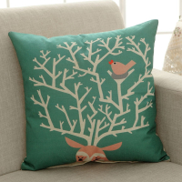 四季亚麻抱枕套卡通枕套汽车靠垫加大靠枕含芯多款花型特惠 万树花开 40X40cm(不含芯)