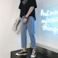 春夏牛仔裤男直筒宽松春夏新款松紧腰九分长裤子韩版潮流百搭潮牌 5210 3XL