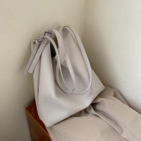 ins韩国大容量单肩包女2021新款百搭学生软皮女包森系简约大包包 白色