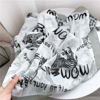 秋冬季薄沙漠披肩棉麻纱巾斑马沙滩巾百搭丝巾围脖女围巾披肩两用 斑马非洲