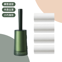 滚刷粘毛器滚轮滚筒式刷毛除毛黏毛沾毛神器滚毛器去毛刷衣服衣物 墨绿直柄+内含1卷+3卷替换纸(共4卷200撕)