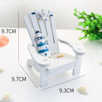 地中海风格木制迷你沙滩椅家居儿童房装饰摆件手机座创意饰品道具 沙滩椅灯塔款