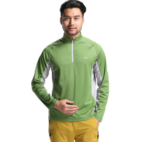 麦金利夏季户外弹力速干衣立领拼色速干T恤男士透气快干衣潮 男军绿主色 S