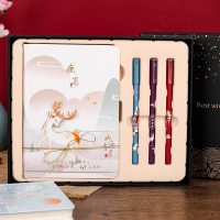 中国风复古典手账礼盒套装故宫文创烫金笔记本子彩页横线手帐本仙鹤笔小清新可爱文艺日记本创意学生毕业礼物 鹿蜀3D彩页本+3