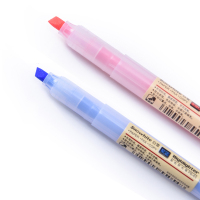 白雪荧光笔套装10色学生用荧光笔彩色记号笔标记笔多色彩笔 柔色系2支(珊瑚红+靛蓝色)