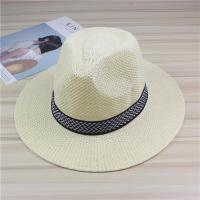 中老年帽男士夏季凉帽爸爸春秋遮阳帽大檐礼帽透气休闲渔夫草帽子 麻棉平檐 奶白 M(56-58cm)