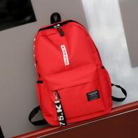新款双肩包撞色帆布字母包韩版校园女书包原宿高中学生背包旅行包 红色