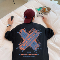 胖胖哥短袖T恤男港风潮牌夏季新品宽松上衣休闲大码情侣潮流体恤 黑色 S