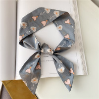 长条棉质发带秋冬飘带韩国丝巾女窄ins装饰百搭多功能缠包小丝带 棉发带 爱心风铃灰