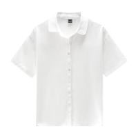 2021春季新款白色衬衫女宽松短袖港味休闲打底衫学生衬衣学院风 白色 S