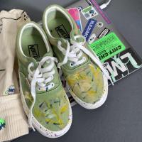 许刘芒 早秋拽酷女孩板鞋小众设计原创水洗绿+泼墨低帮休闲帆布鞋 水洗绿 35