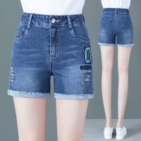 高腰破洞牛仔短裤女2021年春夏季女士新款百搭外穿显瘦直筒热裤子 图片色 S