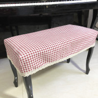 琴梦新品棉麻钢琴凳罩、双人钢琴防尘凳罩、单人升降琴凳套 棉麻红格 单人凳罩56*36厘米