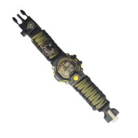 战狼2户外防水伞绳手表多功能特种兵装备野外生存爬山野营用品 黑+军绿(黄头表)