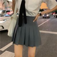 春秋2021新款高腰显瘦百褶半身裙学院风jk短裙灰色字裙子女春款夏 灰色 S