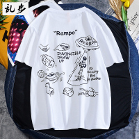 Rampo/乱步青年装新疆棉短袖t恤2021新款潮流夏季上衣男女情侣T恤 DT0445白色 S