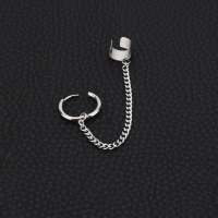 女神降临黄寅烨同款耳链日韩耳环钛钢耳骨夹耳饰潮酷情侣金属耳钉 有耳洞款一只(有耳洞佩戴) 耳骨是直接夹的