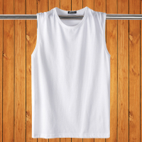 夏季无袖背心男无袖t恤宽松外穿跨栏宽肩男士套头大码坎肩潮男装 白色纯色 M