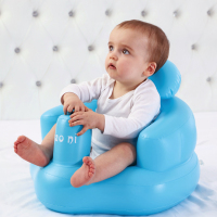 婴儿充气沙发宝宝防摔神器儿童座椅折叠垫靠背月洗澡凳子BB 加高蓝:内置气泵