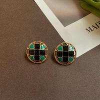 复古西洋珐琅釉耳钉vintage年代耳环 优雅时髦夸张爱心耳饰 复古十字925银针耳钉 2.3cm