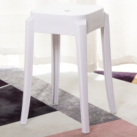 北欧圆凳塑料加厚成人凳子时尚板凳折叠餐桌凳家用椅子备用凳高凳 白色[普通方凳]