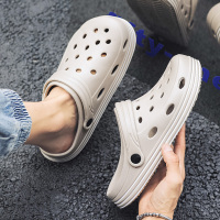 拖鞋男夏季外穿洞洞鞋男户外沙滩凉拖2021新款踩屎感潮防臭凉鞋男 卡其 40 [适合39码]