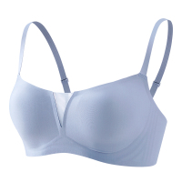 夏季超薄无痕内衣 赫本复古方领果冻无钢圈大胸显小女士内衣文胸 晴空蓝 S码(32AB)