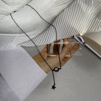 85度灰极简星球项链女夏天小众设计感锁骨链个性冷淡风百搭脖颈链 黑色星星吊坠项链