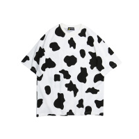 2021年春夏季国潮牌新款情侣男装ins大码上衣奶牛嘻哈宽松短袖t恤 白色 M