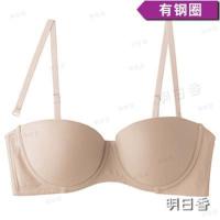 日本1/2半杯无钢圈少女夏季薄款小胸聚拢文胸大胸显小女士内衣 肤色 有钢圈 70A