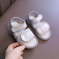 2021夏季新款宝宝包头沙滩鞋韩版女小童婴儿幼儿软底防滑学步鞋男 灰色 35码内长21.5cm