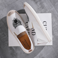 中国风刺绣鞋亚麻老北京布鞋男夏季复古帆布鞋男一脚蹬原创男单鞋 2909虎头惊喜价[白色] 39