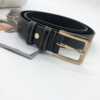 ins年轻人男女通用皮带 简约百搭潮流时尚韩版学生宽裤腰带韩国黑 黑色 90cm