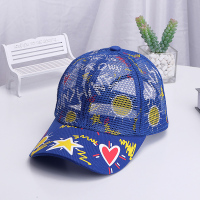儿童帽子夏天鸭舌帽男童网眼太阳帽女宝宝遮阳帽小孩薄款棒球帽潮 深蓝 太阳全网 建议3-7岁 均码49-54cm(新疆西藏