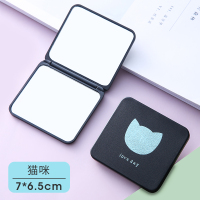 小镜子随身携带迷你化妆镜双面便携学生手持折叠镜子家用小型女 猫咪款