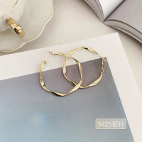 高级感大款扭曲圈圈耳圈女夏简约时尚百搭圆环耳环气质圆圈耳饰品 金色(银针 电镀真金)