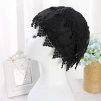 泳帽女防水不勒头长发专用可爱韩国日系显脸小PU蕾丝成人女士潮款 黑色