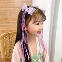 汉服头饰儿童发夹夏季女童古风头花古装发卡超仙女孩夹子假发发饰 10#紫色水滴流苏