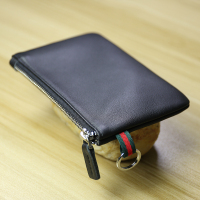 男女式薄款零钱包真皮拉链牛皮小钱包卡包驾驶证钥匙硬币包 典雅黑