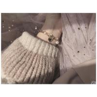 少女心超甜手链~可爱心形韩国气质双层珍珠链条桃心吊坠学生手镯 双层可分开戴