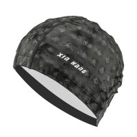 鑫航 成人加大泳帽 男女儿童PU布卡通游泳帽 长发弹力不勒头舒适 黑色水晶