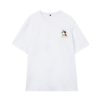 快鱼功夫熊猫联名男装圆领上衣夏短袖T恤男 白色 S