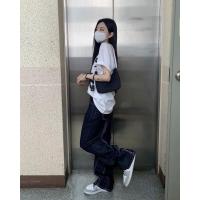 Unique SEI 男女同款韩国小众T恤个性手绘印花时尚简约百搭短袖 白色 S