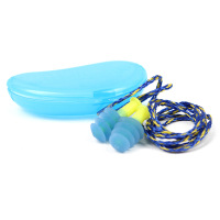 霍尼韦尔honeywell柔软硅胶游泳防水耳塞专业男女成人儿童带线绳 蓝色成人款