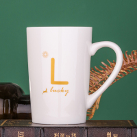 杯子创意个性潮流陶瓷茶水杯家用马克杯带盖勺可爱韩版少女咖啡杯 字母杯-白无盖勺联系客服备注 没备注的随机发货