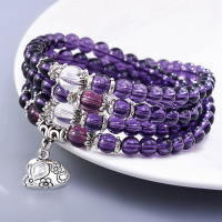 十二星座紫色水晶手链男女12生肖珠子串珠手串学生情侣闺蜜古风潮 紫水晶串珠手链—鼠