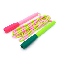 跃动跳绳竹节中小学生中考使用绳子可调节男女减肥燃脂成人健身 绿+粉 撞色